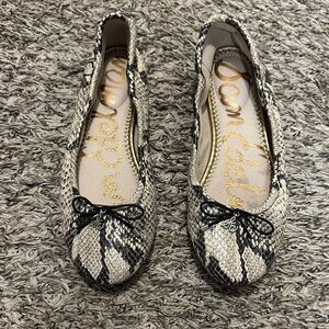 Sam Edelman Snakeskin Flats - Black and Cream